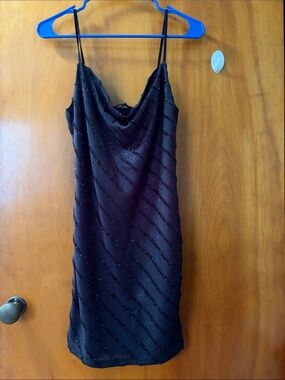 Forever 21 Black Sparkle Cowl Neck Slip Dress